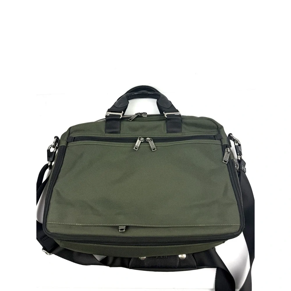 TUMI Alpha Bravo Yuma Briefcase Olive Green Spruce Ballistic Nylon Computer Bag
